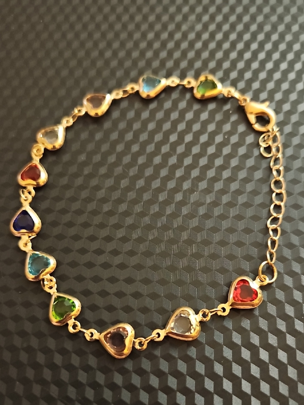 Gold-Tone Multicolor Heart Link Bracelet - Women